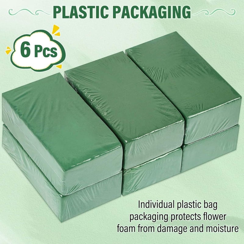 Audab 6 Pcs Floral Foam Blocks for Flower Arrangement, Wet and Dry Green Floral Foam for Wedding, Birthdays, Home Decorations (Small Size 5.5” L x 3.1” W x 1.7” H) - Image 5